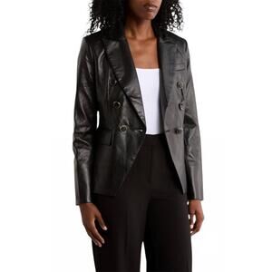 NEW LOVE TOKEN nellie faux leather blazer in black